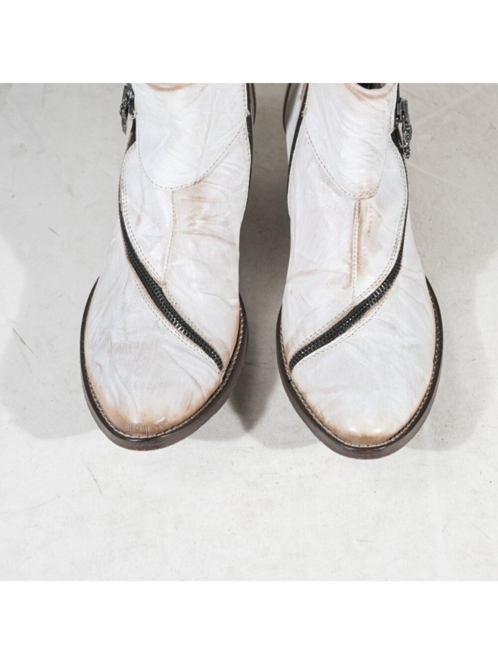Siren by Mark Nason White Distressed Leather Ankle Boots Zip 9 Womens - Picture 4 of 7